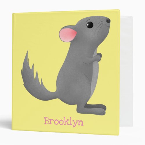 Cute grey chinchilla cartoon illustration  3 ring binder