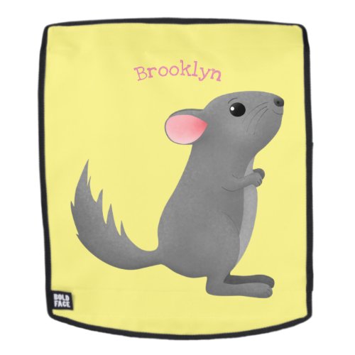 Cute grey chinchilla cartoon illustration  backpack