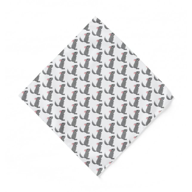 Cute grey chinchilla cartoon illustration bandana (Front)