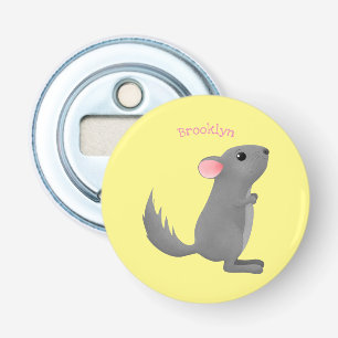 Cute grey chinchilla cartoon illustration bottle opener