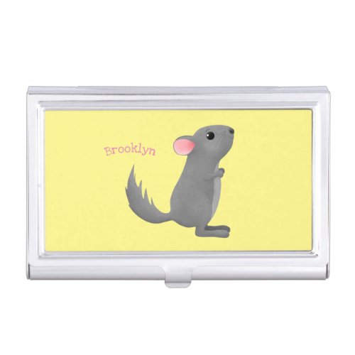 Cute grey chinchilla cartoon illustration  business card case