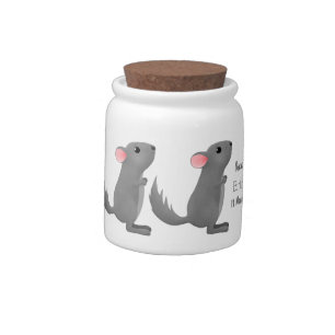 Cute grey chinchilla cartoon illustration candy jar