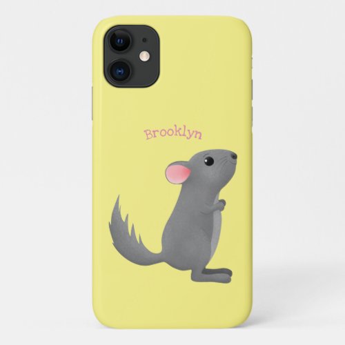 Cute grey chinchilla cartoon illustration  iPhone 11 case