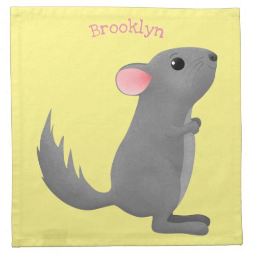 Cute grey chinchilla cartoon illustration cloth napkin
