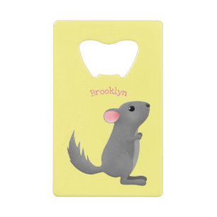Cute grey chinchilla cartoon illustration credit card bottle opener