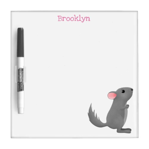 Cute grey chinchilla cartoon illustration  dry erase board