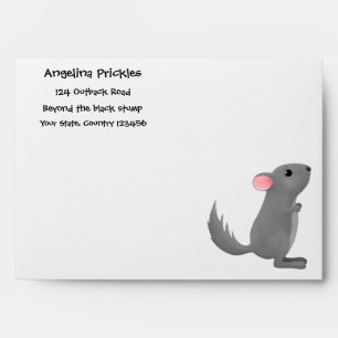 Cute grey chinchilla cartoon illustration  envelope