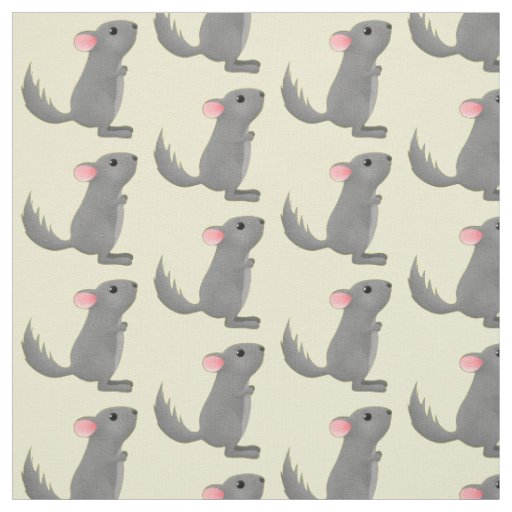 Cute grey chinchilla cartoon illustration  fabric