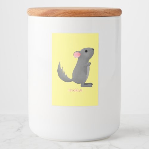 Cute grey chinchilla cartoon illustration food label