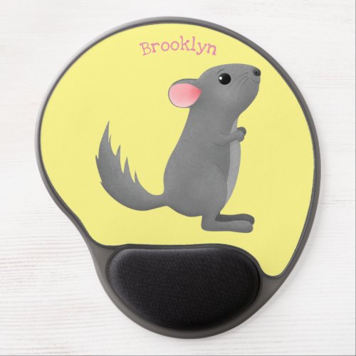 Cute grey chinchilla cartoon illustration gel mouse pad