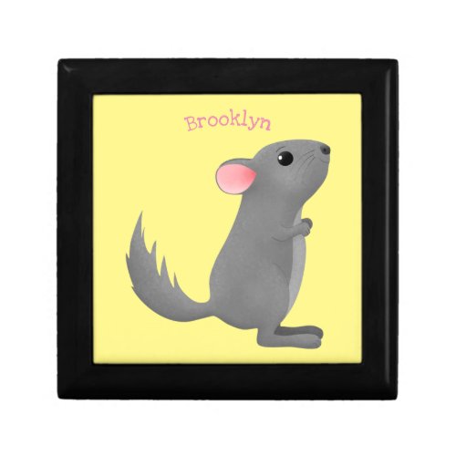 Cute grey chinchilla cartoon illustration gift box