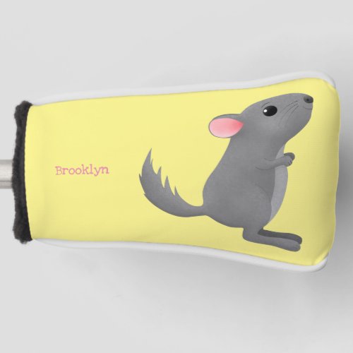 Cute grey chinchilla cartoon illustration golf head cover