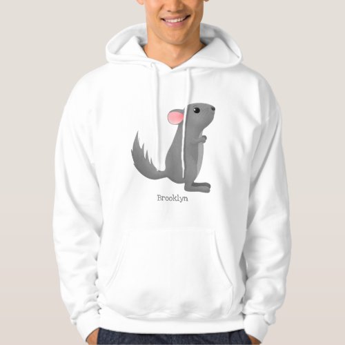 Cute grey chinchilla cartoon illustration  hoodie