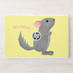 Cute grey chinchilla cartoon illustration HP laptop skin