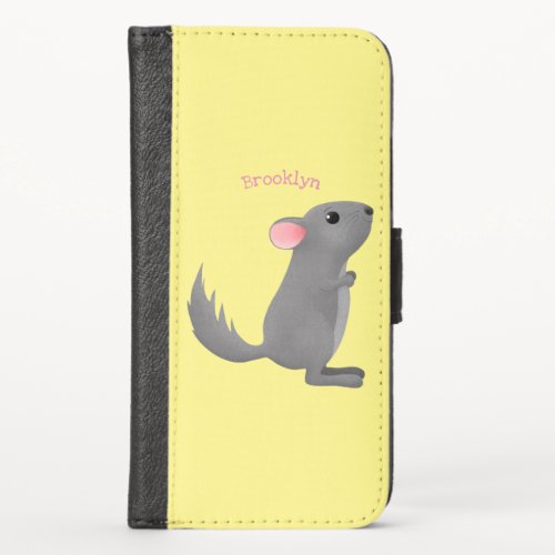Cute grey chinchilla cartoon illustration  iPhone x wallet case