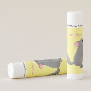 Cute grey chinchilla cartoon illustration  lip balm
