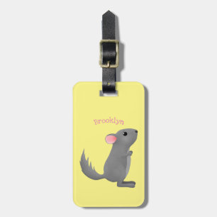 Cute grey chinchilla cartoon illustration luggage tag