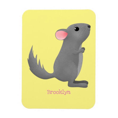 Cute grey chinchilla cartoon illustration  magnet