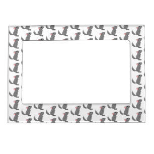 Cute grey chinchilla cartoon illustration magnetic frame