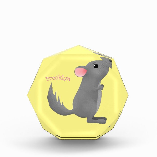 Cute grey chinchilla cartoon illustration  photo block (Front)