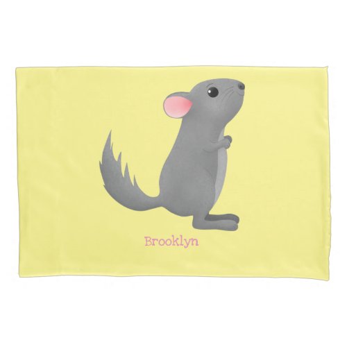 Cute grey chinchilla cartoon illustration pillow case