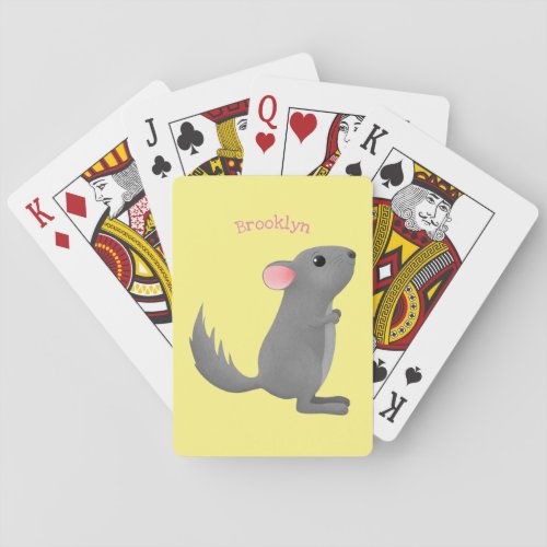 Cute grey chinchilla cartoon illustration  poker cards