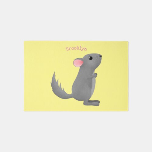 Cute grey chinchilla cartoon illustration  rug