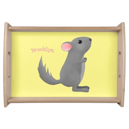 Cute grey chinchilla cartoon illustration serving tray