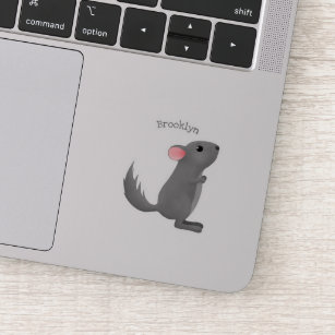 Cute grey chinchilla cartoon illustration  sticker