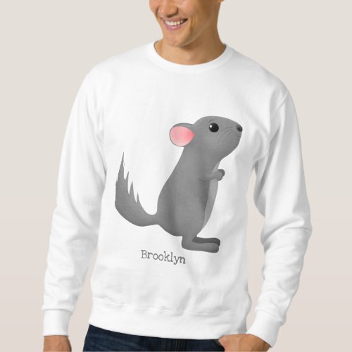 Cute grey chinchilla cartoon illustration sweatshirt