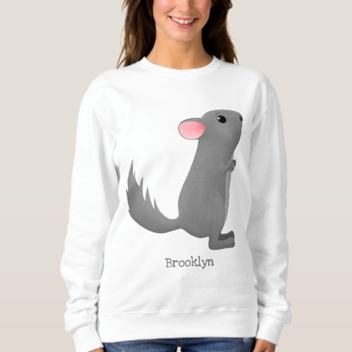 Cute grey chinchilla cartoon illustration sweatshirt