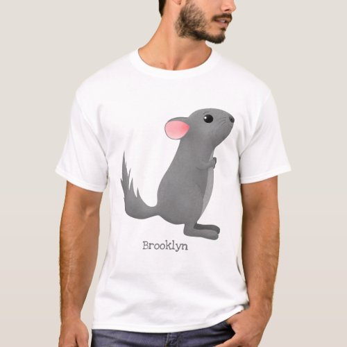 Cute grey chinchilla cartoon illustration T_Shirt