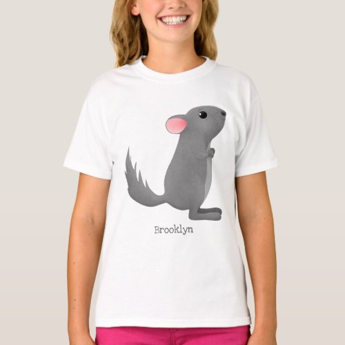 Cute grey chinchilla cartoon illustration T_Shirt