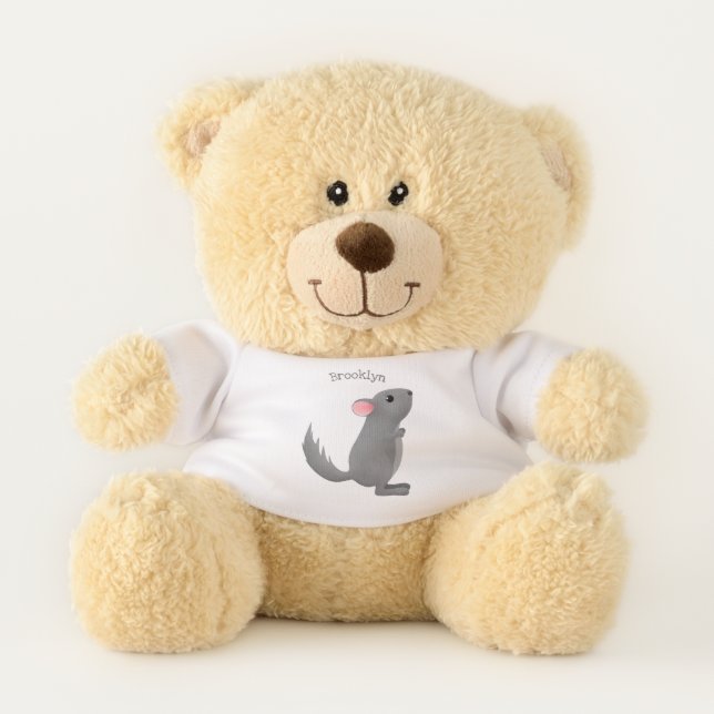 Cute grey chinchilla cartoon illustration  teddy bear (Front)