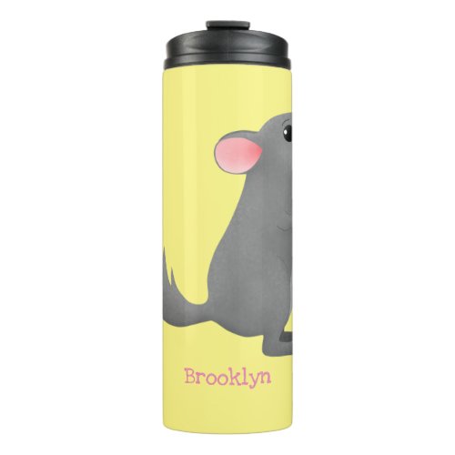 Cute grey chinchilla cartoon illustration thermal tumbler