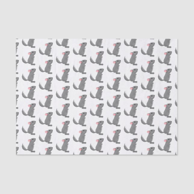 Cute grey chinchilla cartoon illustration tissue paper (Front)