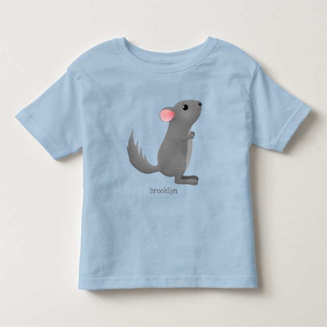 Cute grey chinchilla cartoon illustration  toddler t-shirt (Front)