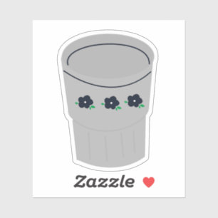 Cute Grey Cup With Flower Pattern Sticker