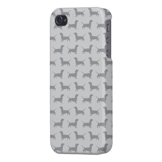 Cute Grey dachshund Dog Pattern iPhone 4 Case (Back Left)