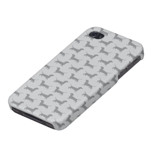 Cute Grey dachshund Dog Pattern iPhone 4 Case (Bottom)