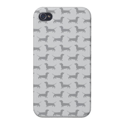 Cute Grey dachshund Dog Pattern iPhone 4 Case (Back)