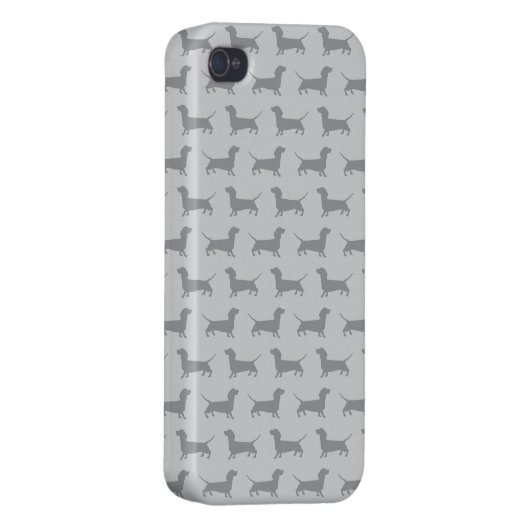 Cute Grey dachshund Dog Pattern iPhone 4 Case (Back Right)