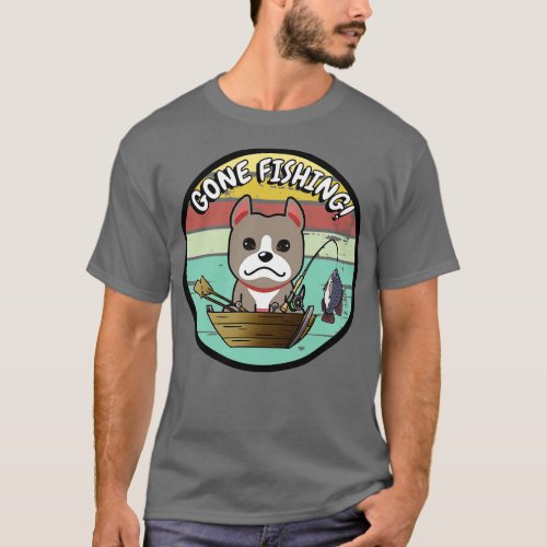 Cute grey dog has gone fishing T_Shirt
