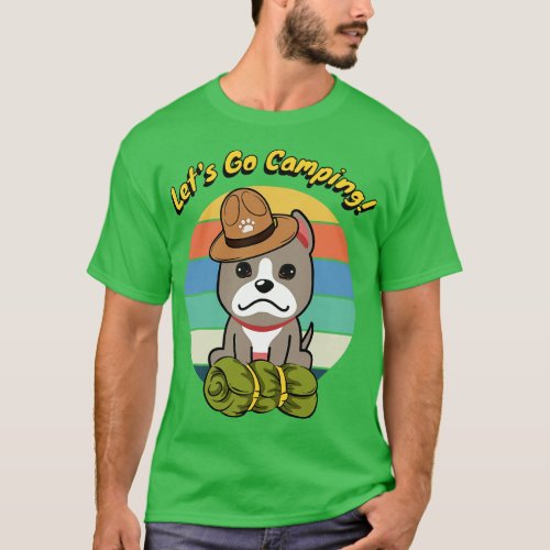 Cute Grey dog wants to go camping T_Shirt