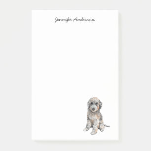Cute Grey Doodle watercolor Dog personalized Post-it Notes