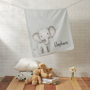 Cute Grey Elephant Baby Blanket