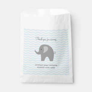 Cute grey elephant baby shower paper favor bags
