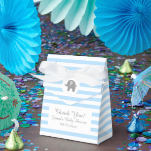 Cute grey elephant baby shower party favor box