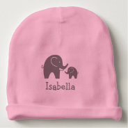 Cute Grey Elephant Girly Pink Baby Beanie Hat at Zazzle