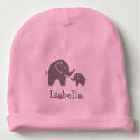 Cute grey elephant girly pink baby beanie hat